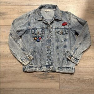 Honey Punch Oversized Denim Jacket with Soul Patch – Size Large